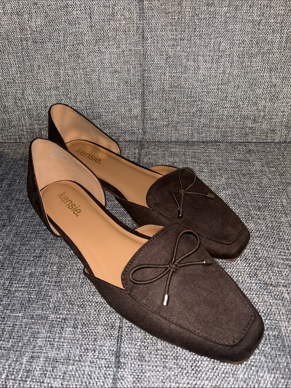 NEW - Kensie Dark Brown Suede Bow D'Orsay Flats